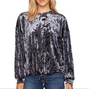 Adrianna Papell Grey Crushed Velour Top, 3/4 Sleeves, Size Medium